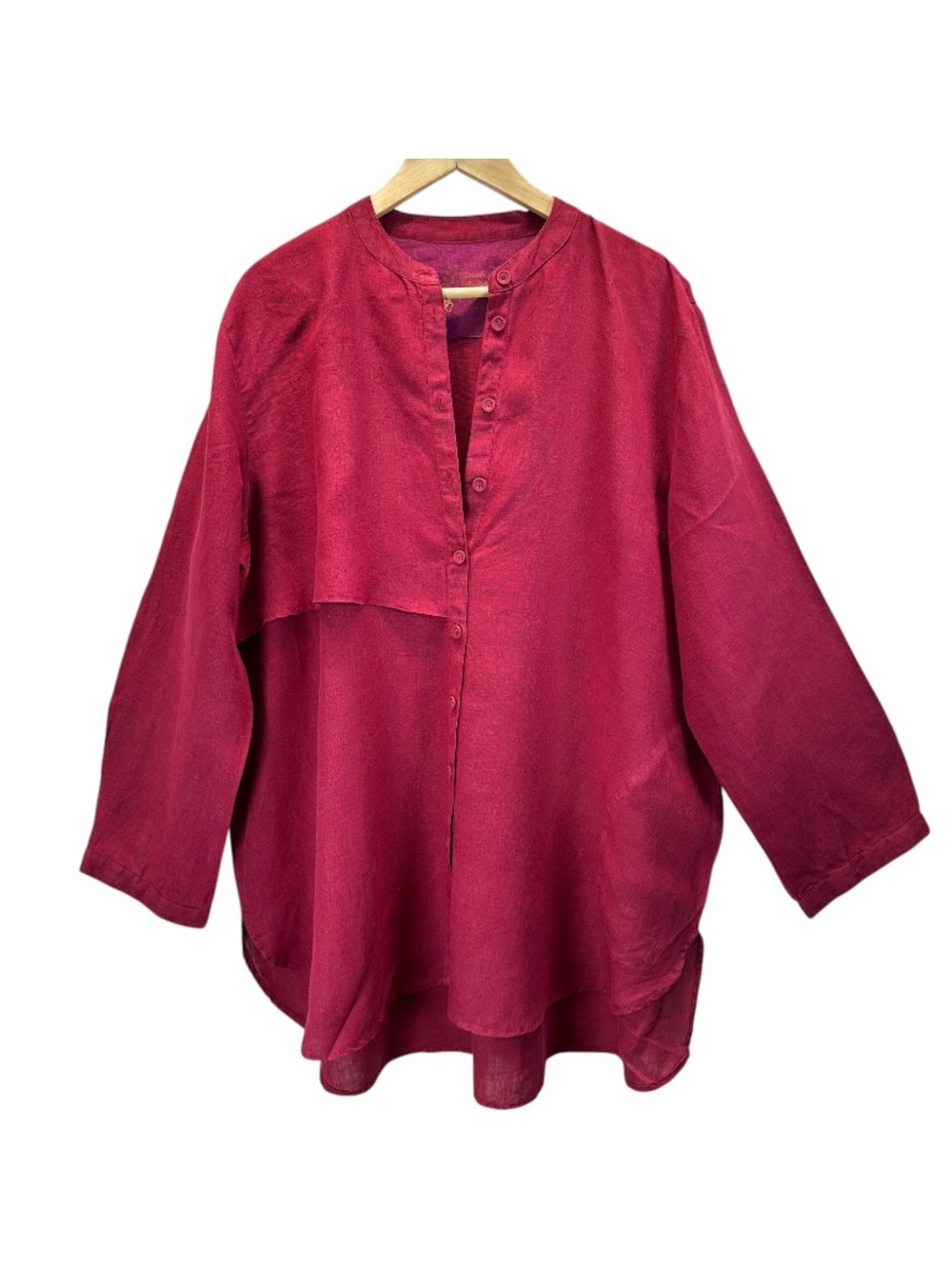 Gudrun Sjoden Red Sia Linen Tunic Woman XXL Lagenlook Minimalist Bohemian Chic